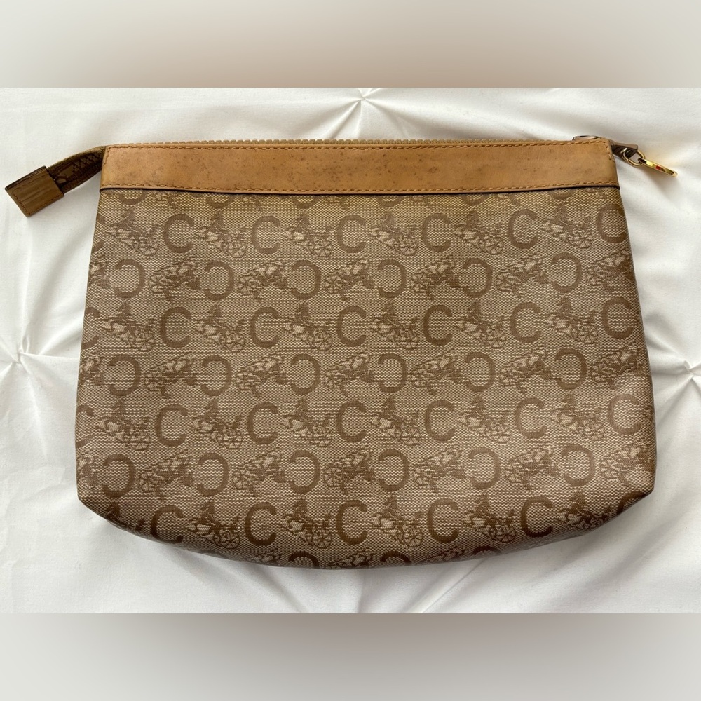 Celine Tan and Brown Patterned Pouch, GVC - Picture 2 of 11